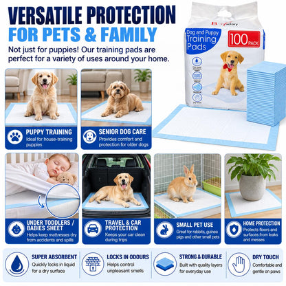 100 Puppy Training Pads 56x56cm Dog Pee Toilet Mats Leak Proof 5 Layer