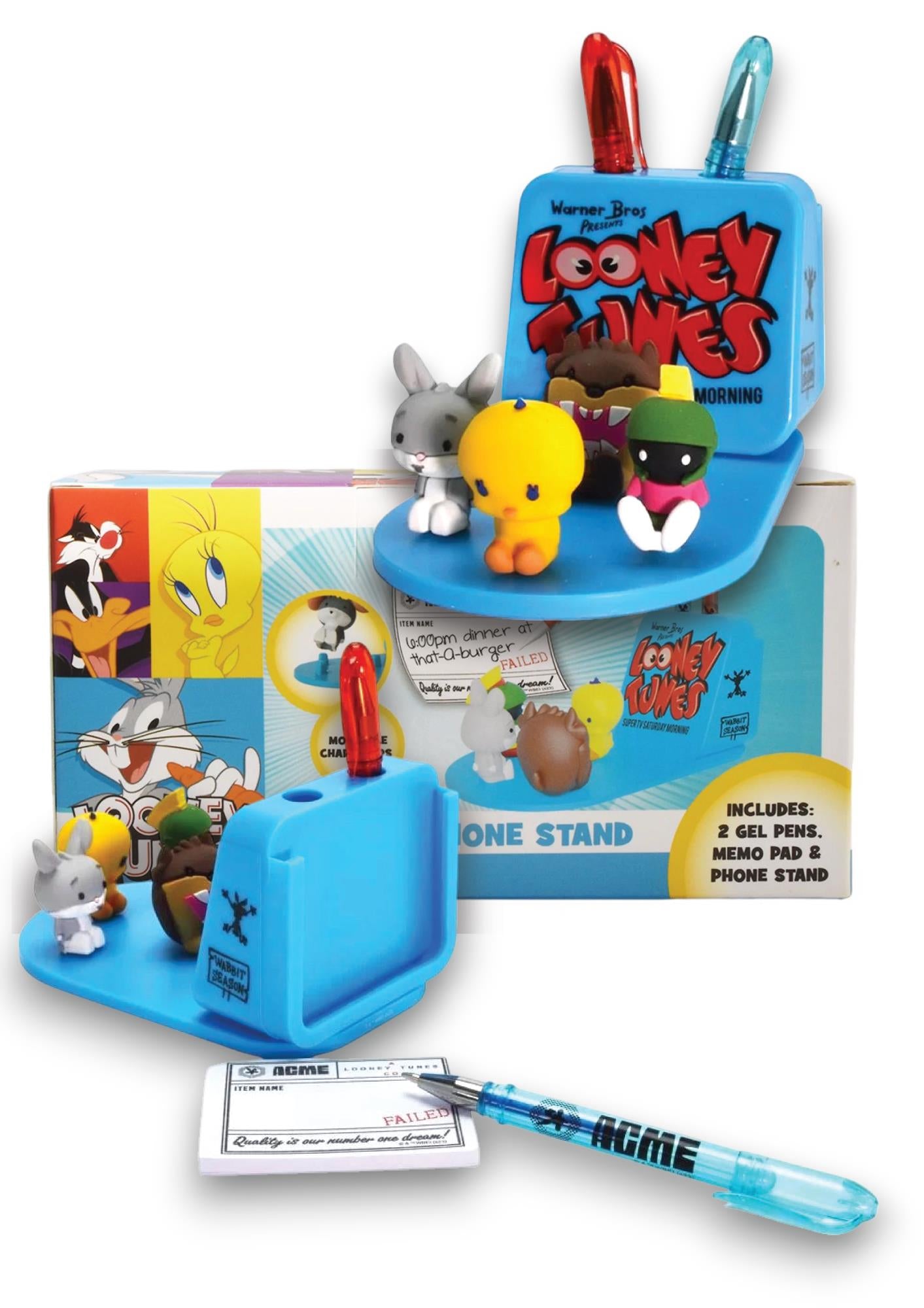 Looney Tunes Desk Tidy Phone Stand Set – Bugs, Taz, Tweety + Pens & Notes
