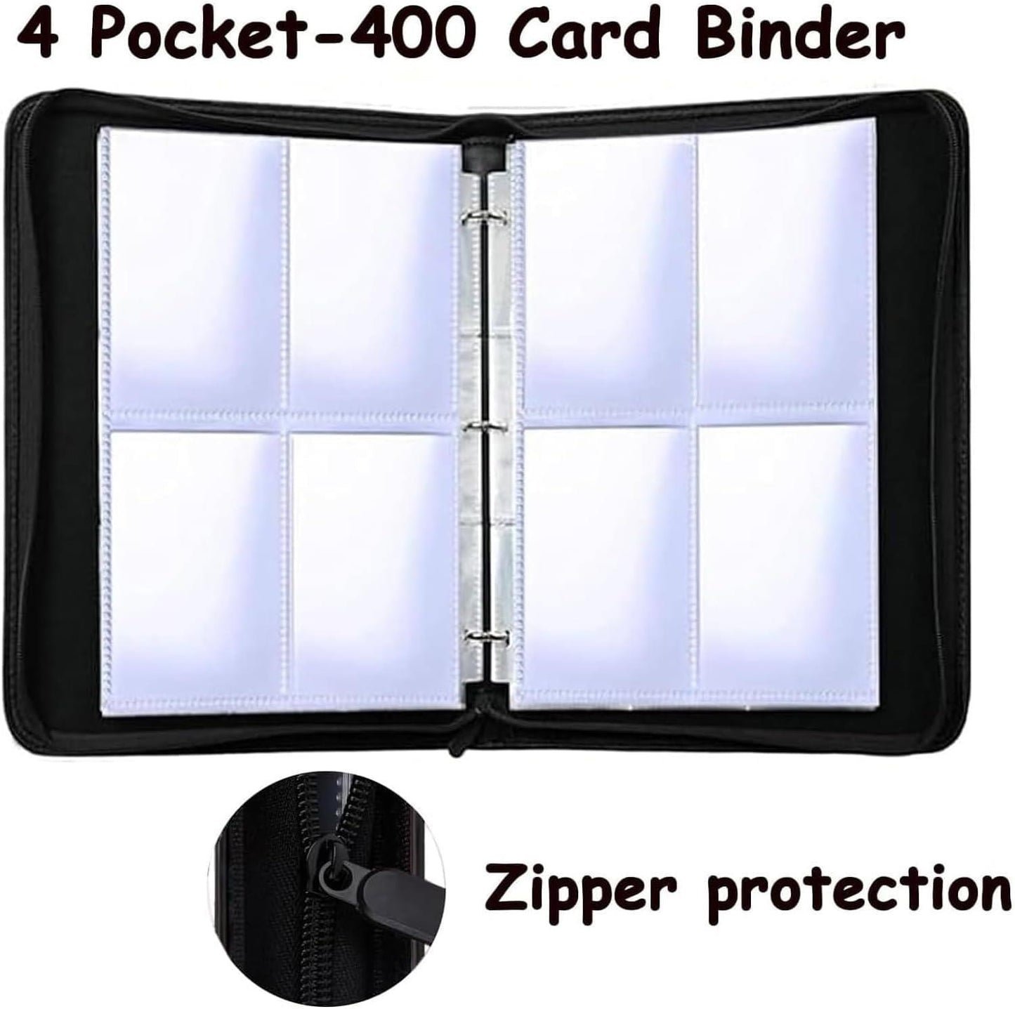 400 Pocket Trading Card Binder Album Zip Folder Holder TCG Sports Card Red