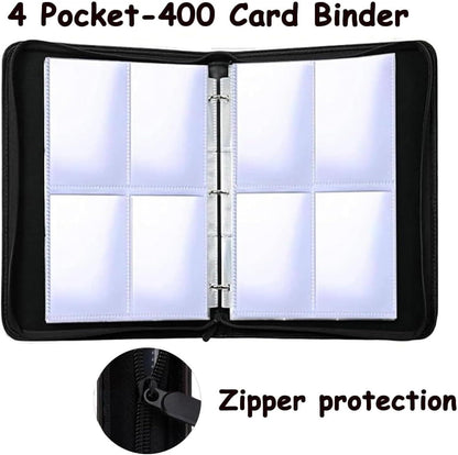 400 Pocket Trading Card Binder Album Zip Folder Holder TCG Sports Card Red