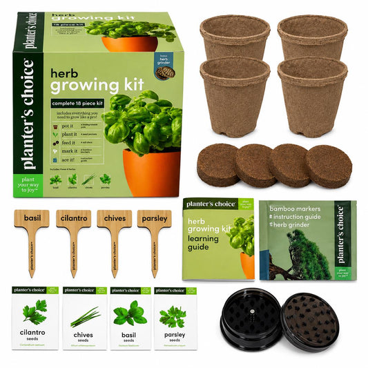 Planter's Choice Herb Growing Kit Indoor Garden Gift Set Basil Chives Parsley