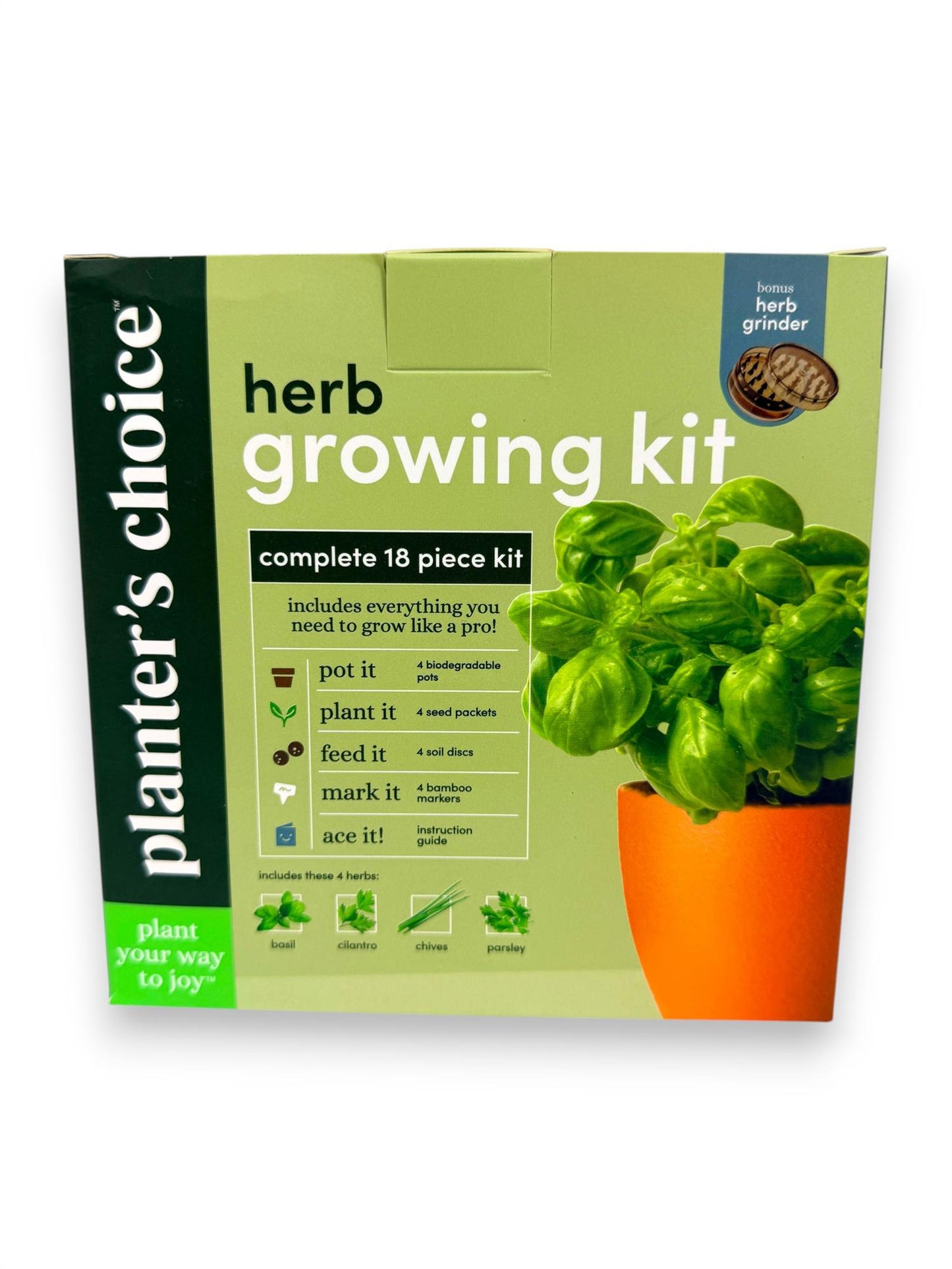 Planter's Choice Herb Growing Kit Indoor Garden Gift Set Basil Chives Parsley