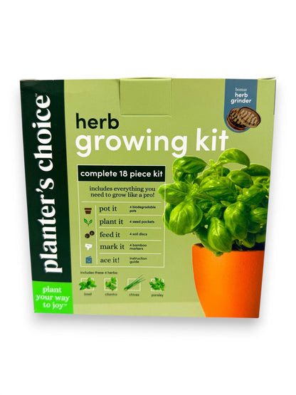 Planter's Choice Herb Growing Kit Indoor Garden Gift Set Basil Chives Parsley