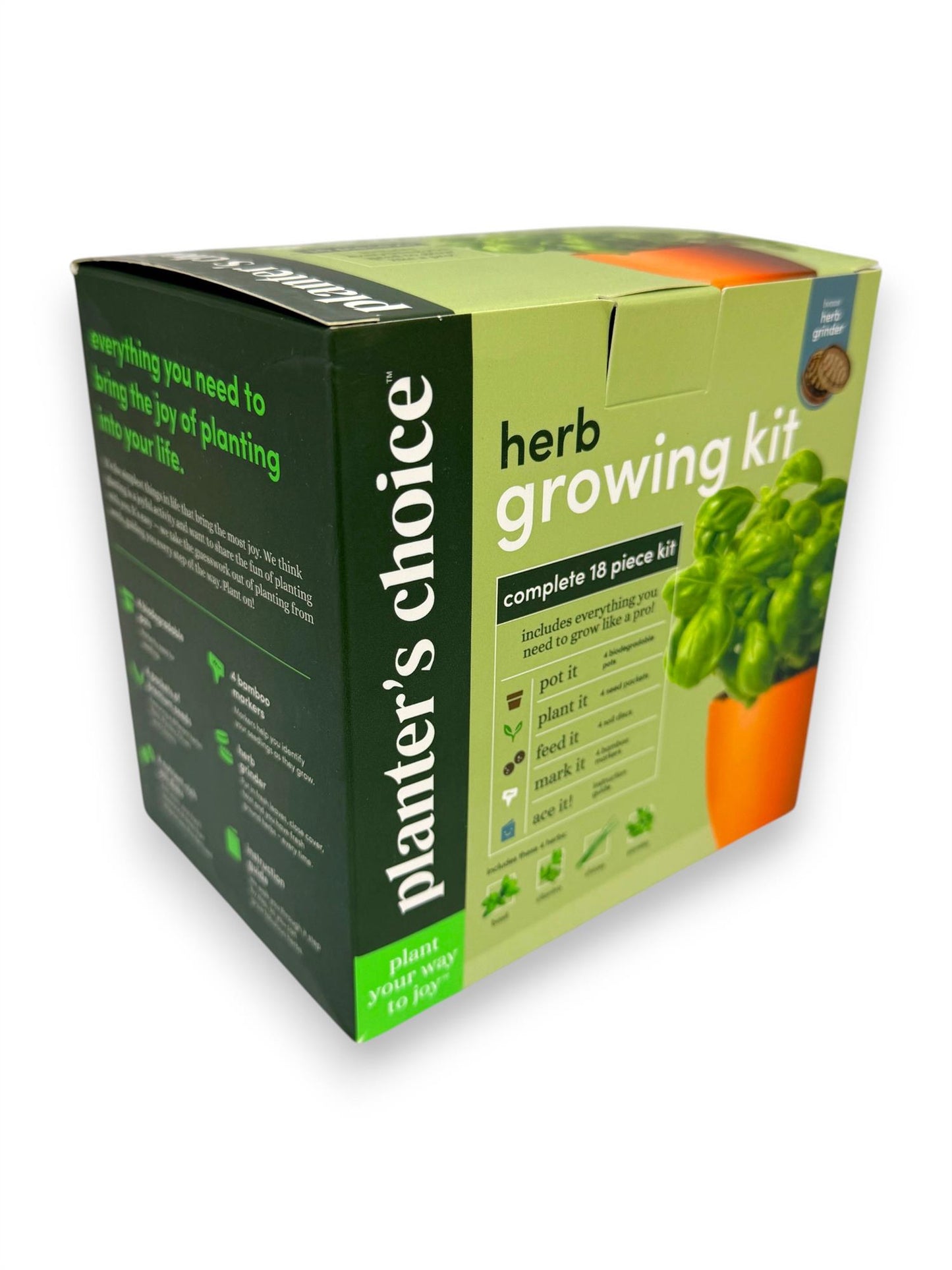 Planter's Choice Herb Growing Kit Indoor Garden Gift Set Basil Chives Parsley