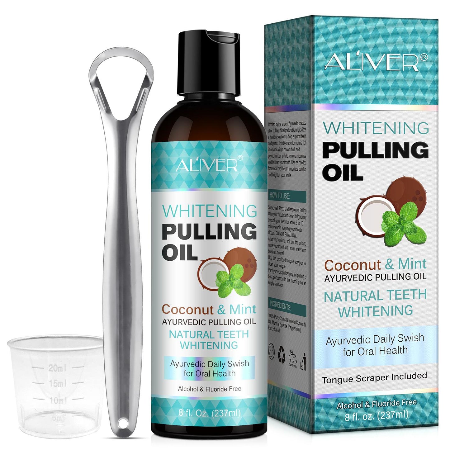 WHITENING PULLING OIL (TONGUE SCRAPER INCLUDED)