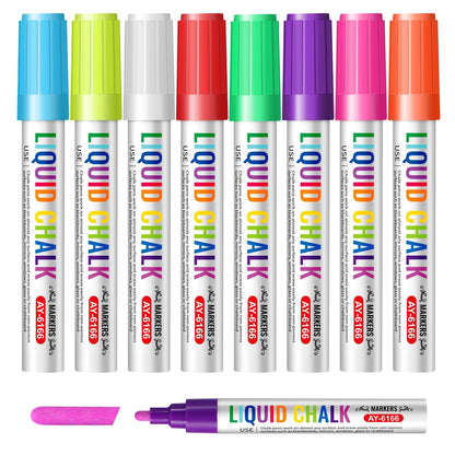 8 Pack Liquid Chalk Marker Pens for Blackboard Glass Window Sign Arts Crafts Fun