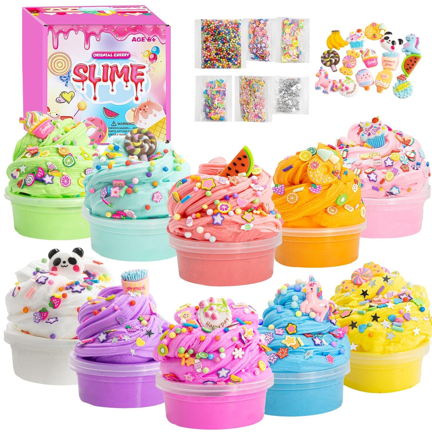 Slime Kit, 10 Pack Butter Slime with Fun Charms