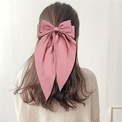 9 Pack Satin Big Large White Pink Red Blue Black Ribbon Hair Bows