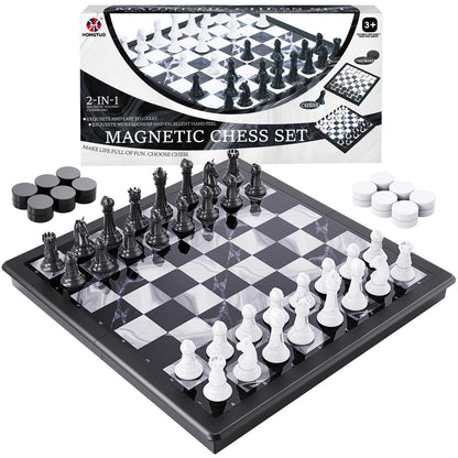 2 in 1 Chess Set & Magnetic Board Game