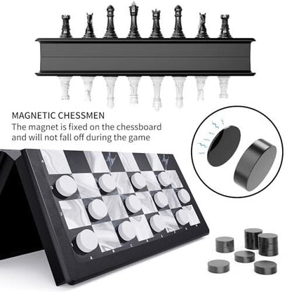2 in 1 Chess Set & Magnetic Board Game