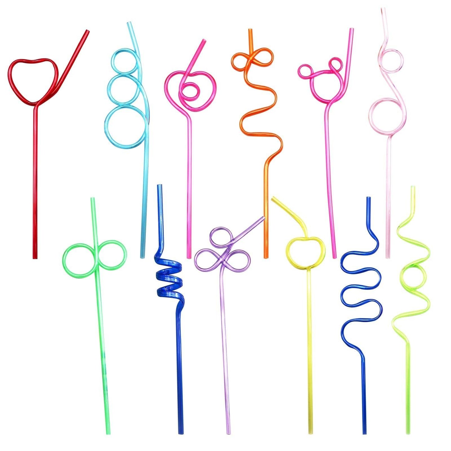 12 Pcs Colorful Curly Straws