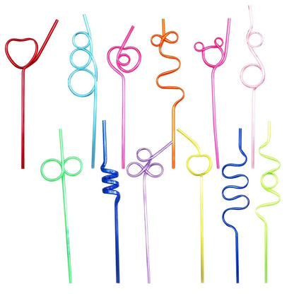 12 Pcs Colorful Curly Straws