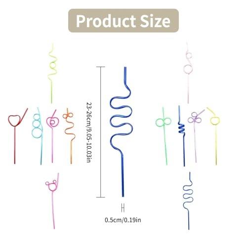 12 Pcs Colorful Curly Straws