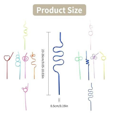12 Pcs Colorful Curly Straws