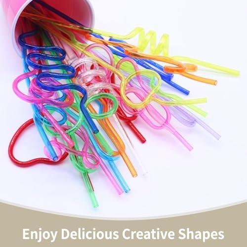 12 Pcs Colorful Curly Straws