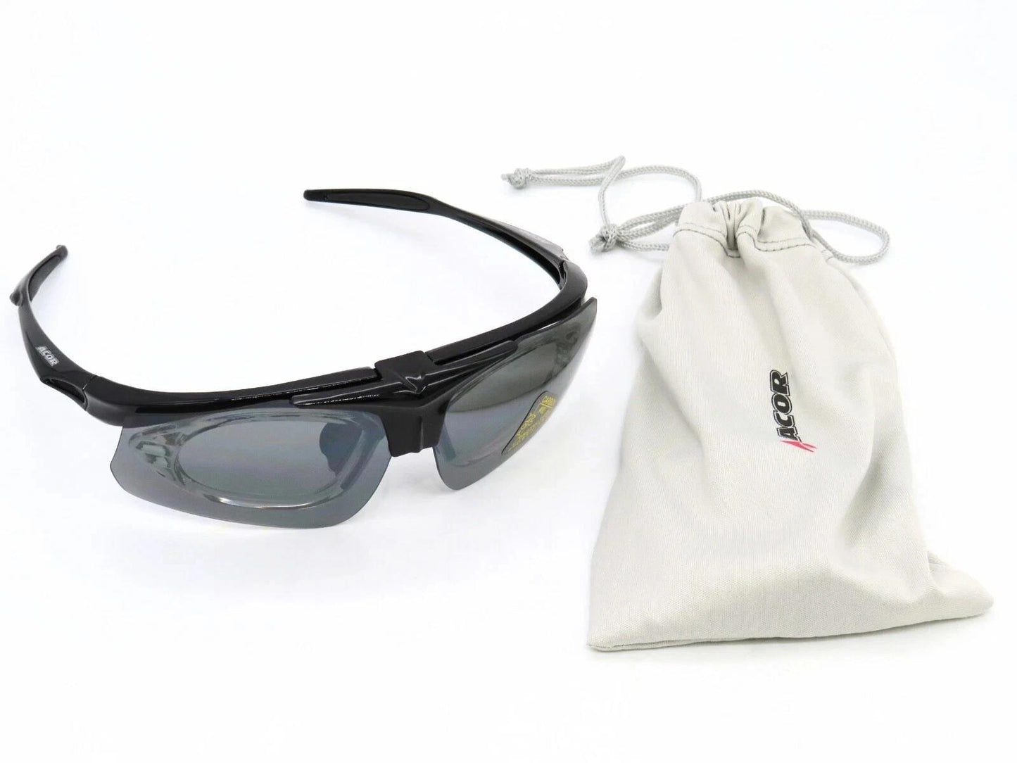 Acor AGS-2805 Cycling Sunglasses UV Sports Glasses 2 Lens Optical Insert Black