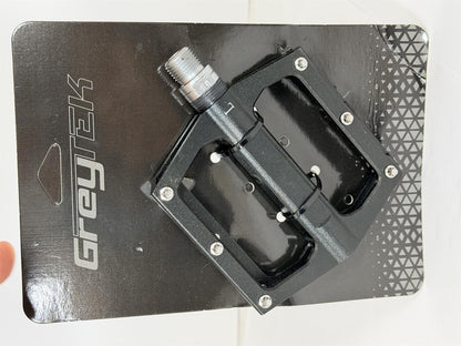 GreyTek CNC 6061 Alloy Bike Pedals 9/16" Flat Platform MTB Bicycle Black