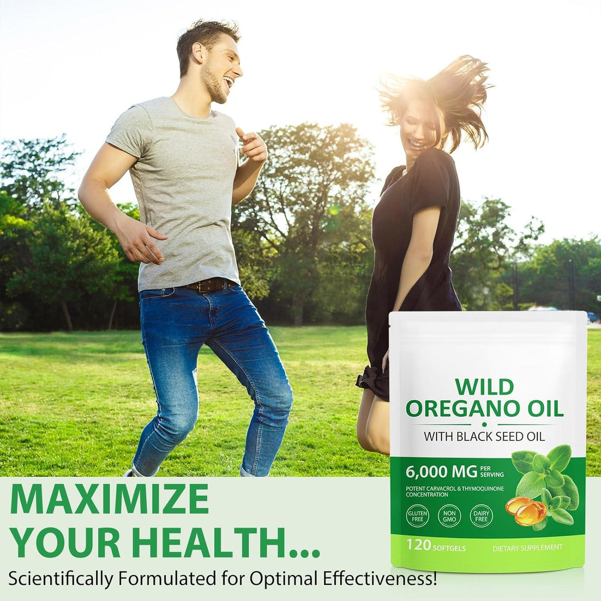Oregano Oil 6000mg – 120 Softgels with Black Seed Oil, Immune Support