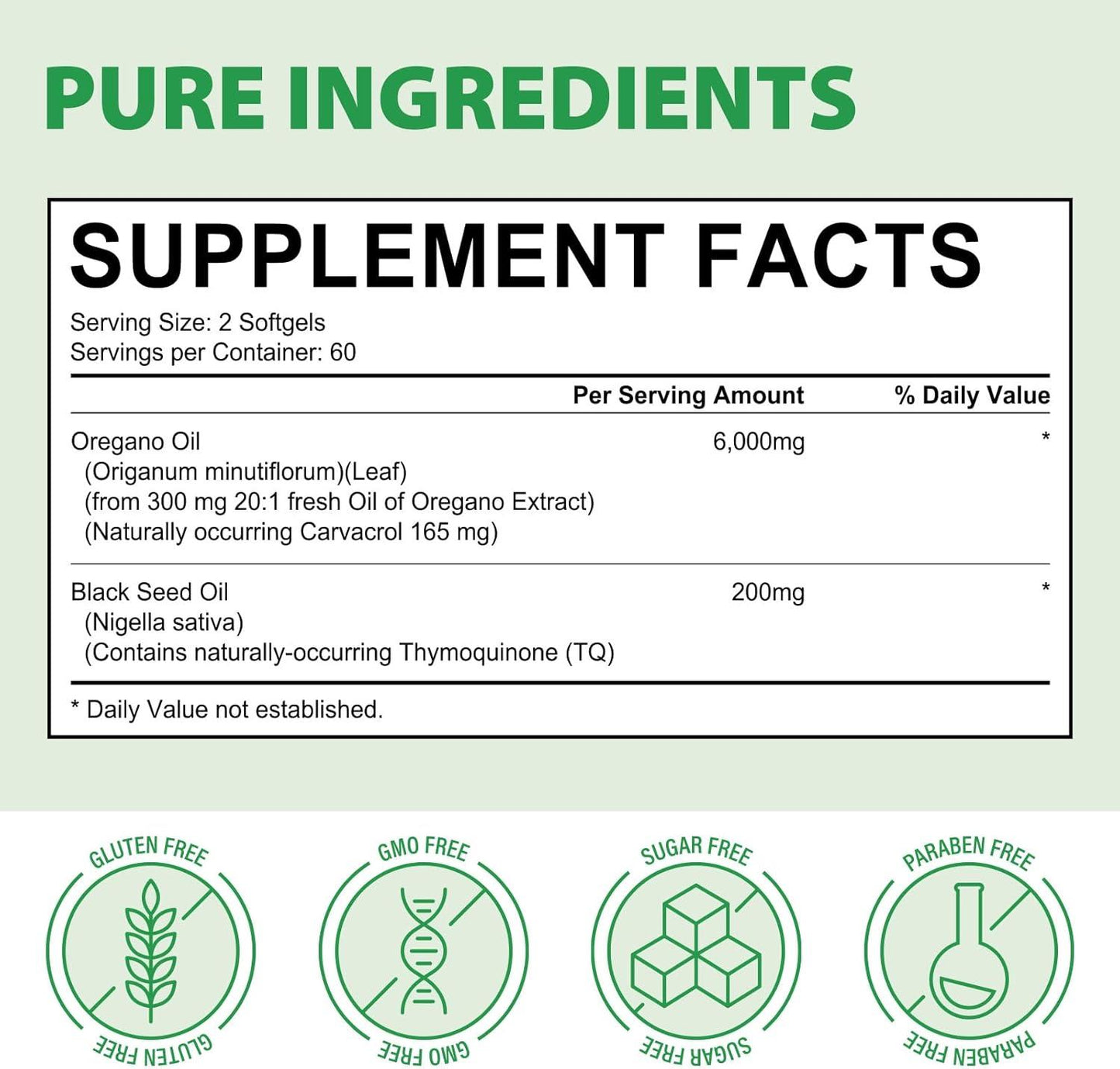 Oregano Oil 6000mg – 120 Softgels with Black Seed Oil, Immune Support