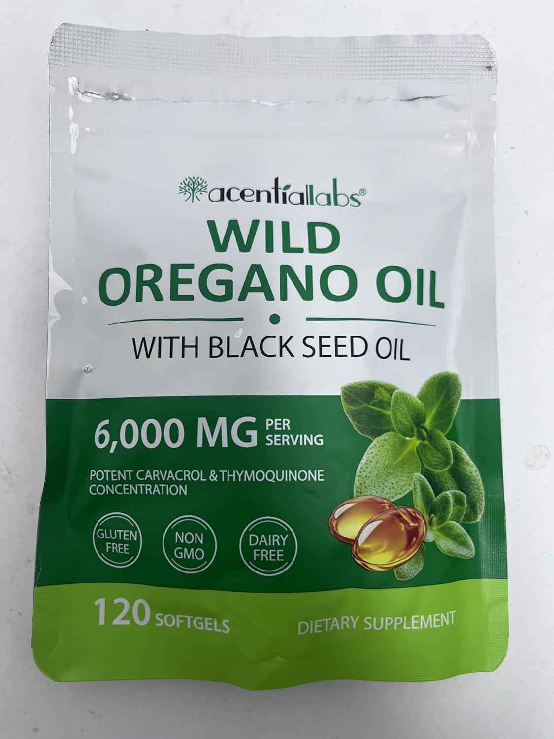 Oregano Oil 6000mg – 120 Softgels with Black Seed Oil, Immune Support