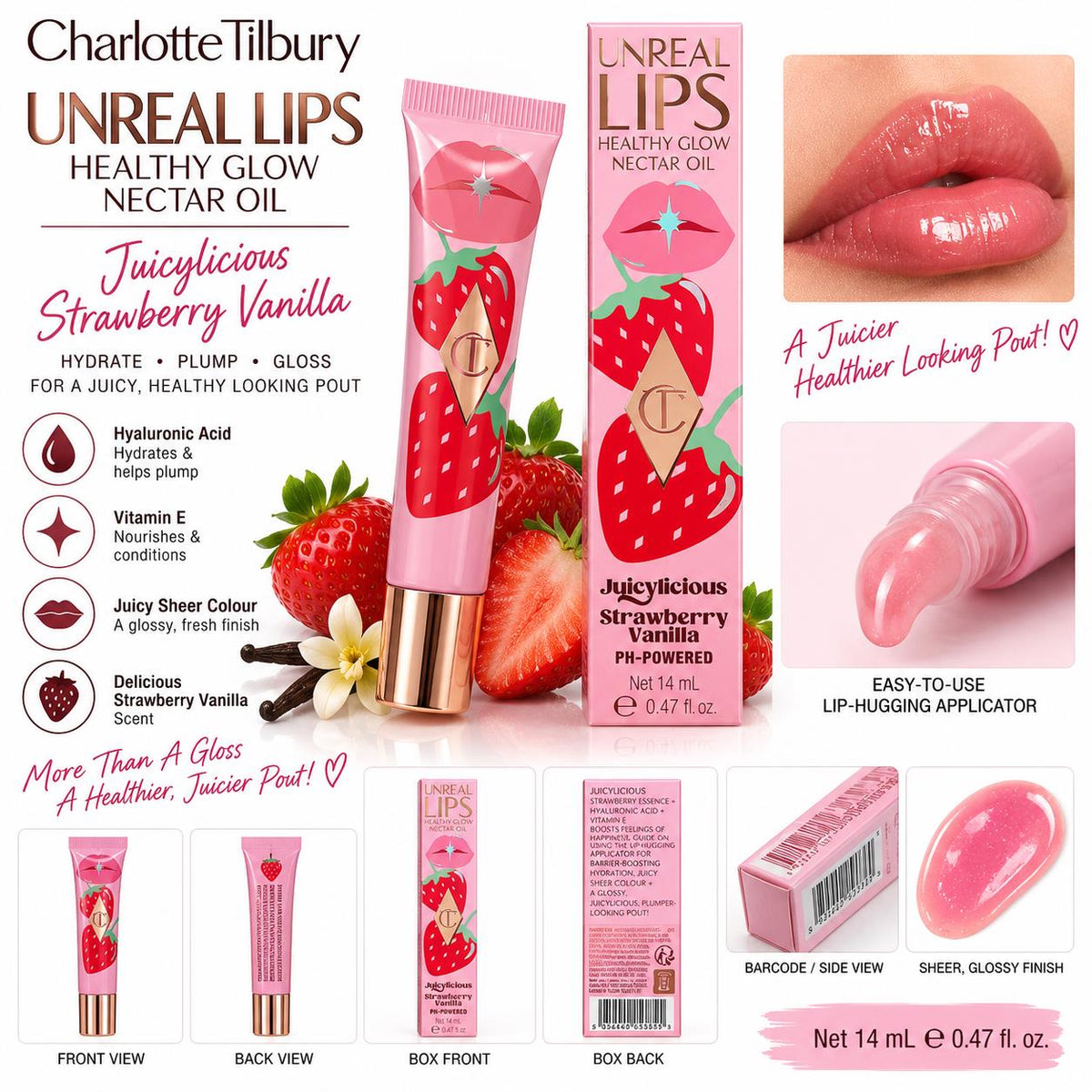 Charlotte Tilbury Unreal Lips Healthy Glow Nectar Oil Strawberry Vanilla 14ml