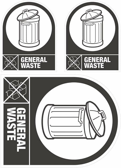 Set of 8 Self Adhesive Easy Application Wheelie Bin Stickers 8 to choose Recycle Safety