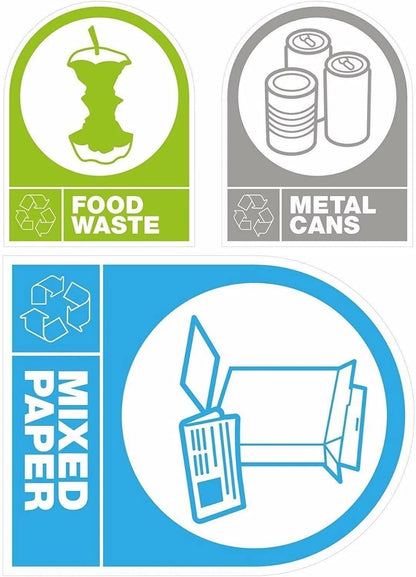 Set of 8 Self Adhesive Easy Application Wheelie Bin Stickers 8 to choose Recycle Safety