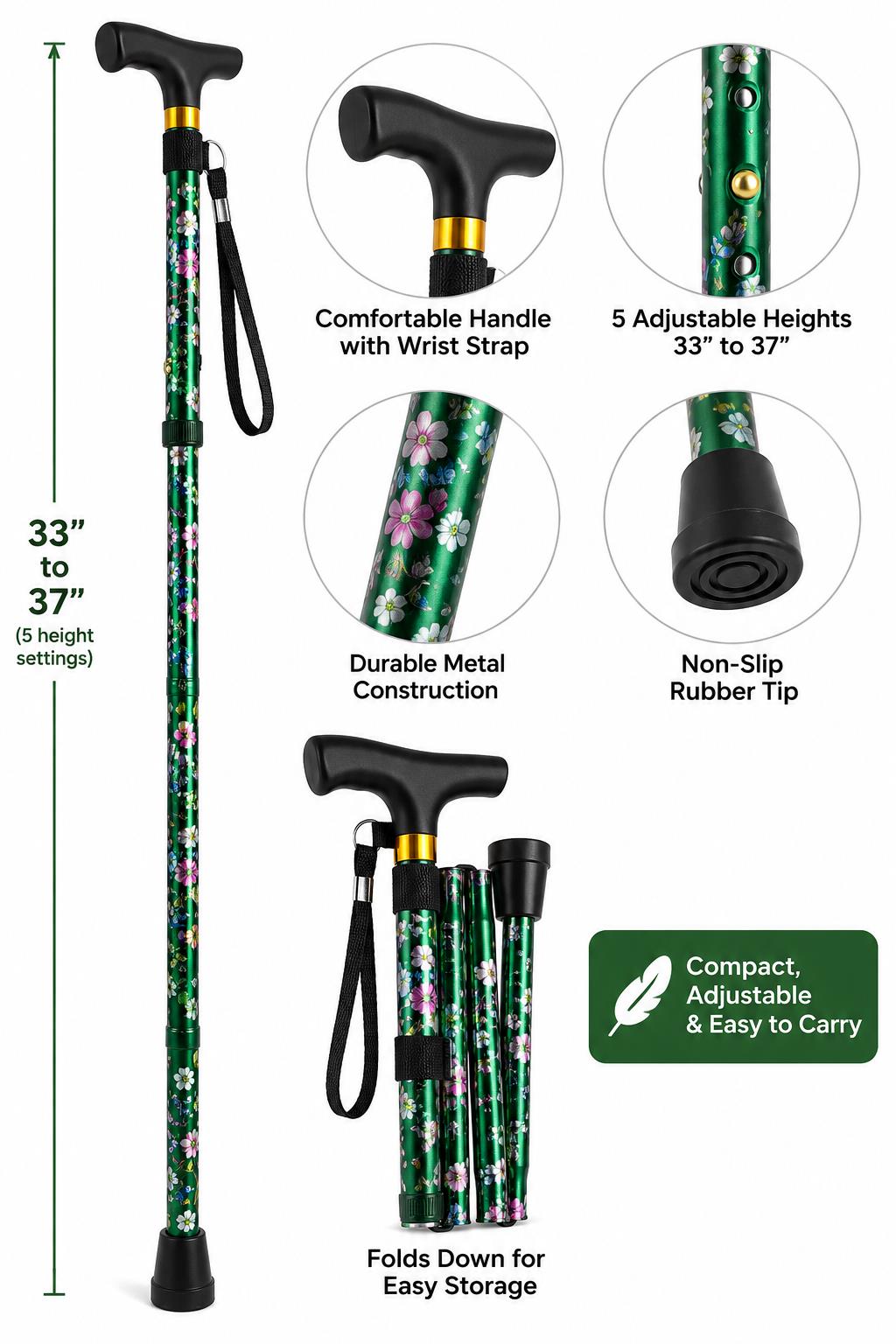 supregear Walking Stick - Adjustable Folding Walking Sticks
