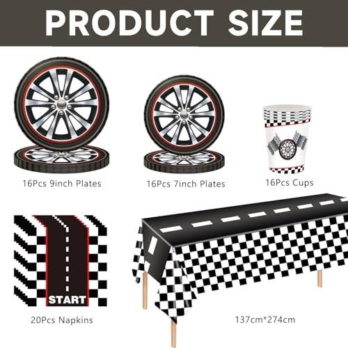 Racing Black and White Checkered Party Tableware Set