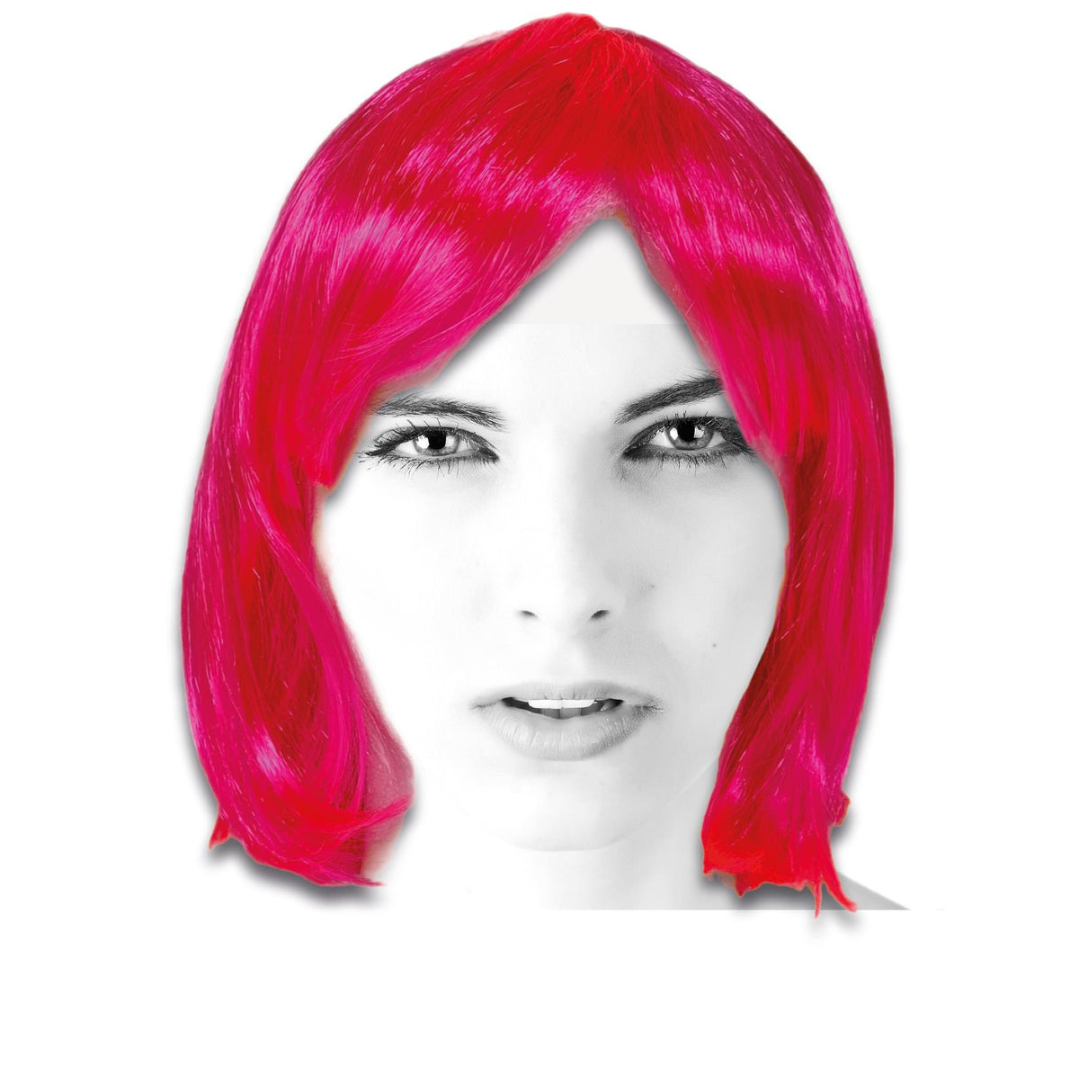 RACE FOR LIFE PINK WIG ONE SIZE, POLYESTER