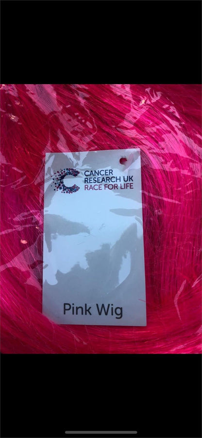 RACE FOR LIFE PINK WIG ONE SIZE, POLYESTER
