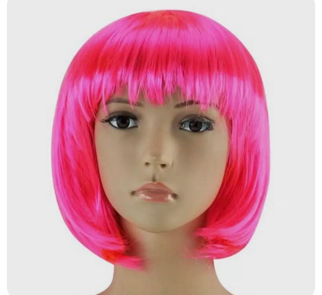 RACE FOR LIFE PINK WIG ONE SIZE, POLYESTER