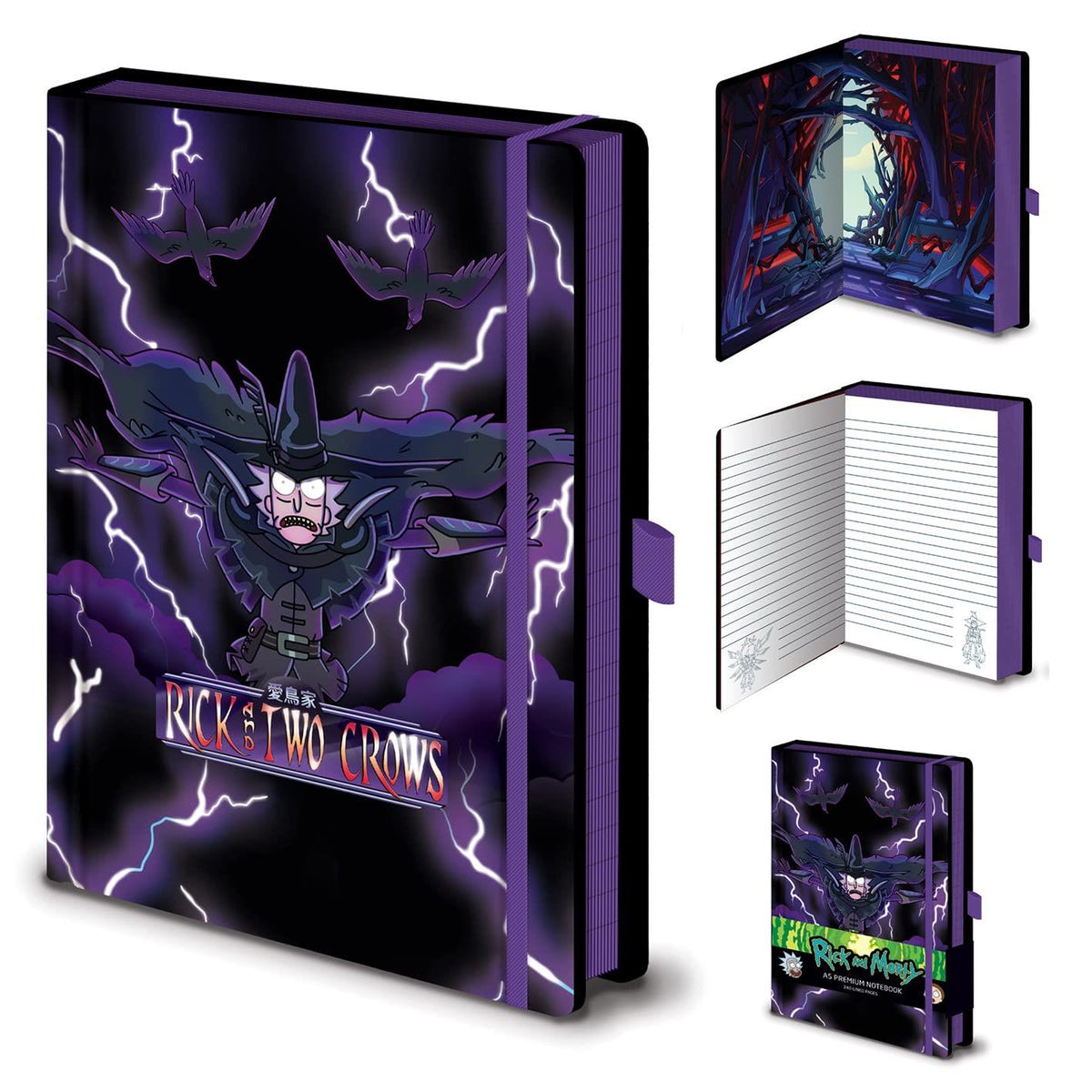 Pyramid International Rick And Morty Hardback Wiro Notebook, A5 Lined Pages (2 Crows Design) - Official Merchandise