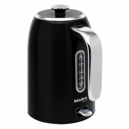 Bistro Chef 1.7L Electric Kettle 3000W Fast Boil Cordless Jug - Black