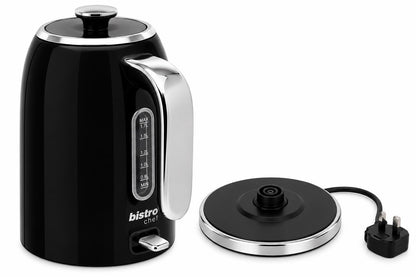 Bistro Chef 1.7L Electric Kettle 3000W Fast Boil Cordless Jug - Black