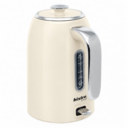 Bistro Chef 1.7L Electric Kettle 3000W Fast Boil Cordless Jug - Cream