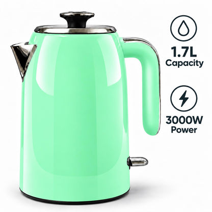 Bistro Chef 1.7L Electric Kettle 3000W Fast Boil Cordless Jug - Green