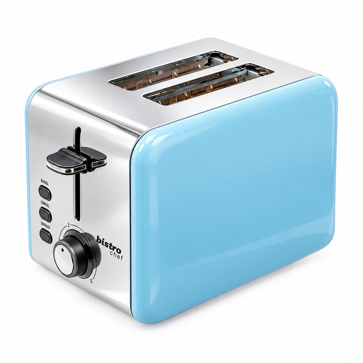 Bistro Chef Kettle & 2 Slice Toaster 1000W Wide Set Retro Style Kitchen - Blue