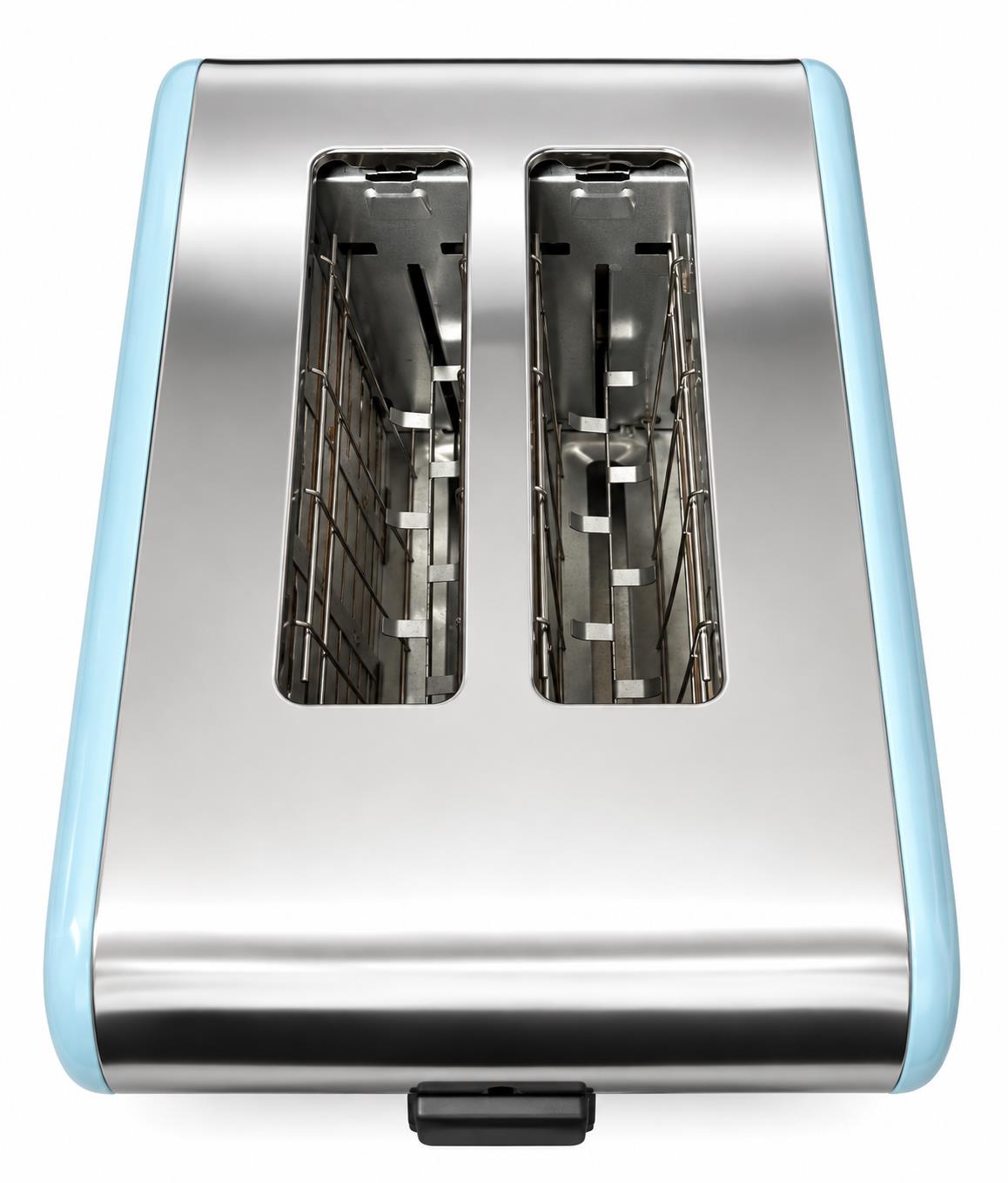 Bistro Chef 2 Slice Toaster 1000W Wide Slot Retro Style Kitchen - Blue