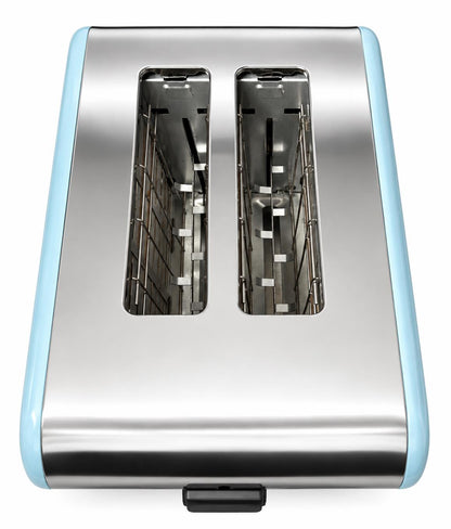 Bistro Chef 2 Slice Toaster 1000W Wide Slot Retro Style Kitchen - Blue
