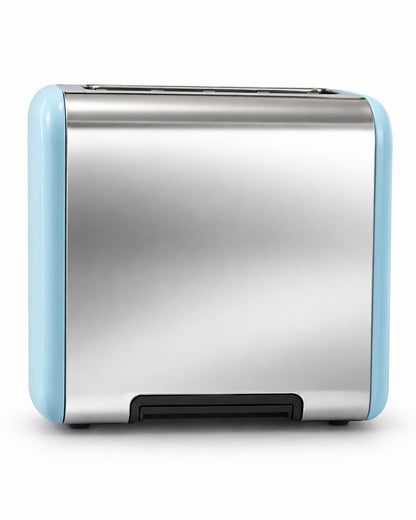 Bistro Chef 2 Slice Toaster 1000W Wide Slot Retro Style Kitchen - Blue