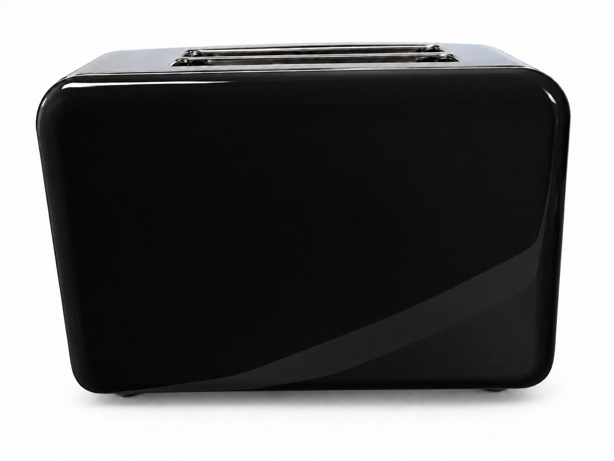 Bistro Chef 2 Slice Toaster 1000W Wide Slot Retro Style Kitchen - Black
