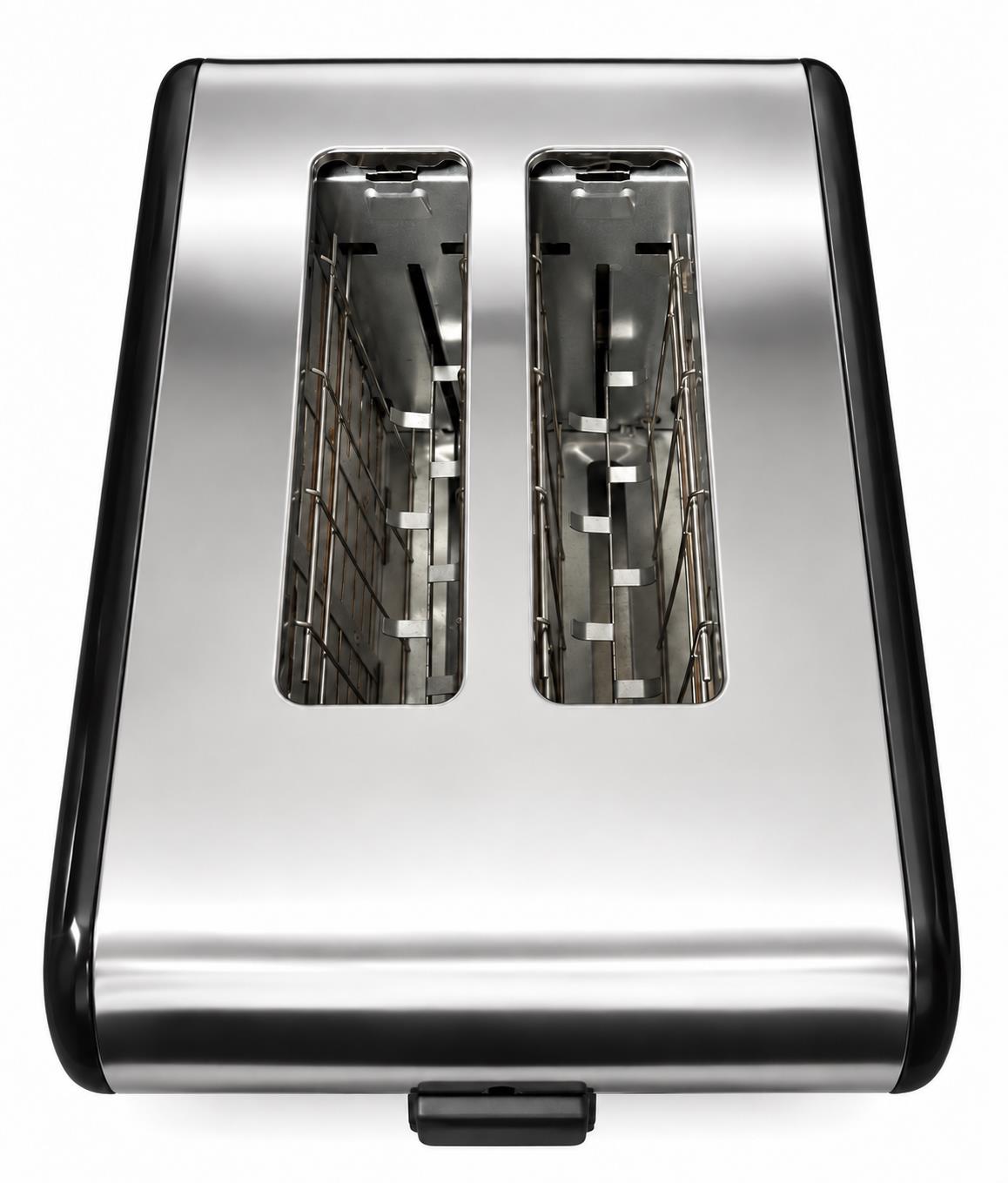 Bistro Chef 2 Slice Toaster 1000W Wide Slot Retro Style Kitchen - Black