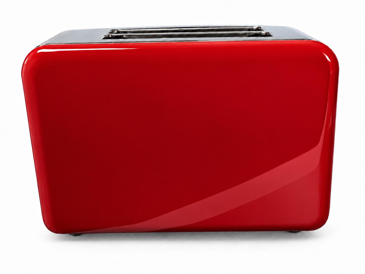 Bistro Chef 2 Slice Toaster 1000W Wide Slot Retro Style Kitchen - Red