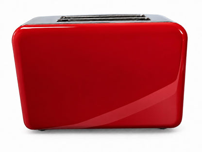 Bistro Chef 2 Slice Toaster 1000W Wide Slot Retro Style Kitchen - Red