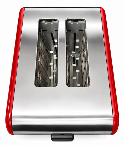 Bistro Chef 2 Slice Toaster 1000W Wide Slot Retro Style Kitchen - Red