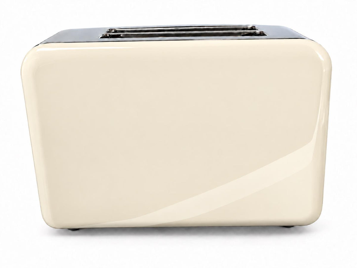 Bistro Chef 2 Slice Toaster 1000W Wide Slot Retro Style Kitchen - Cream