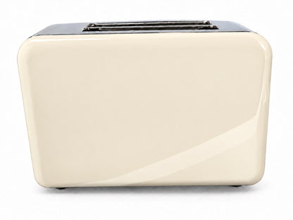 Bistro Chef 2 Slice Toaster 1000W Wide Slot Retro Style Kitchen - Cream