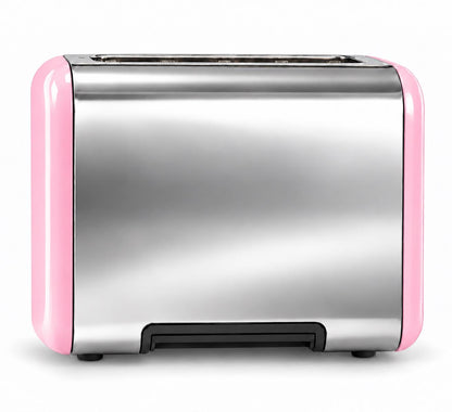 Bistro Chef 2 Slice Toaster 1000W Wide Slot Retro Style Kitchen - Pink