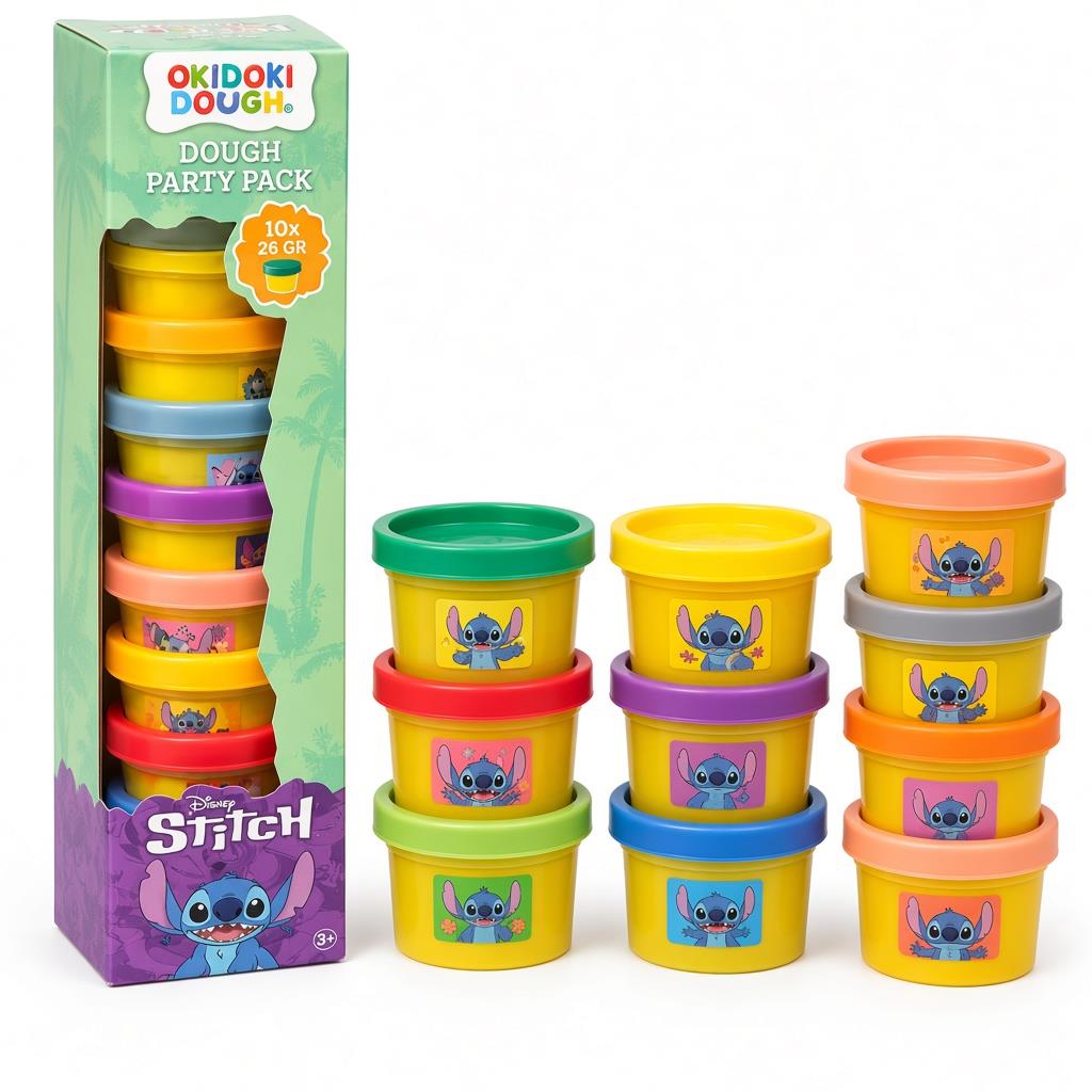 Stitch OkiDoki Dough 10 Pack Kids Modelling Play Dough 26g Tubs Assd